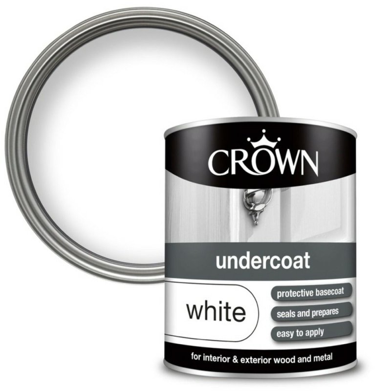 Crown 750ml Pure Brilliant White Undercoat Paint Pease of Garforth