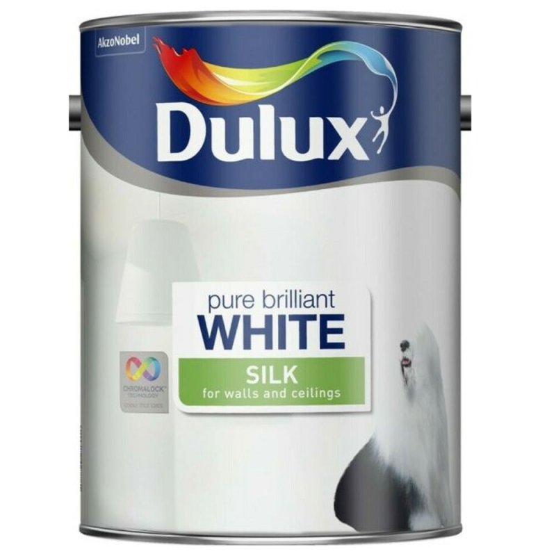 5L Dulux Vinyl Silk Pure Brilliant White Emulsion Paint Pease of Garforth