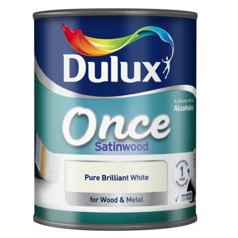 750ml Dulux Once Satinwood Pure Brilliant White Pease of Garforth