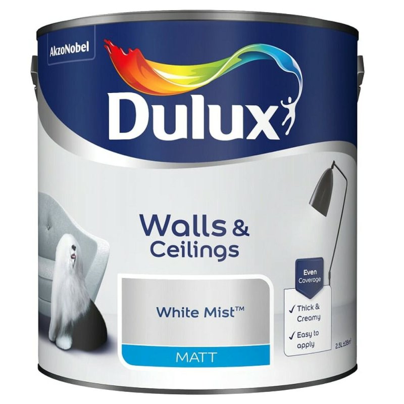 2.5L Dulux White Mist Vinyl Matt Emulsion Paint Pease of Garforth