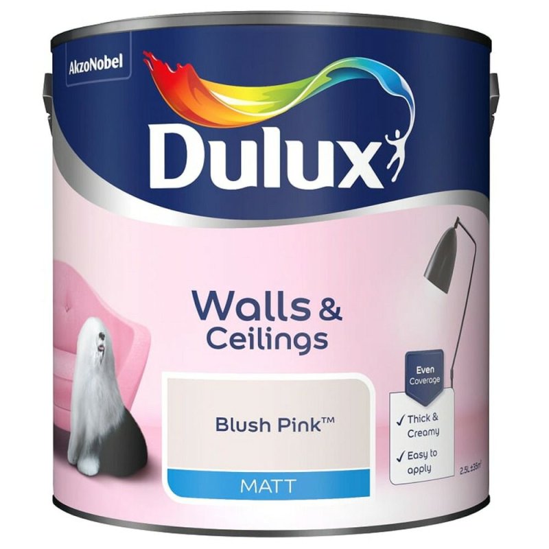 2.5L Dulux Blush Pink Vinyl Matt Emulsion Paint Pease of Garforth