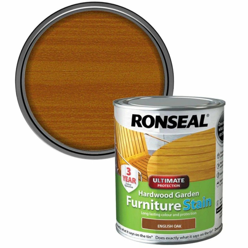 Ronseal 750ml English Oak Hardwood Garden Furniture Stain Pease of