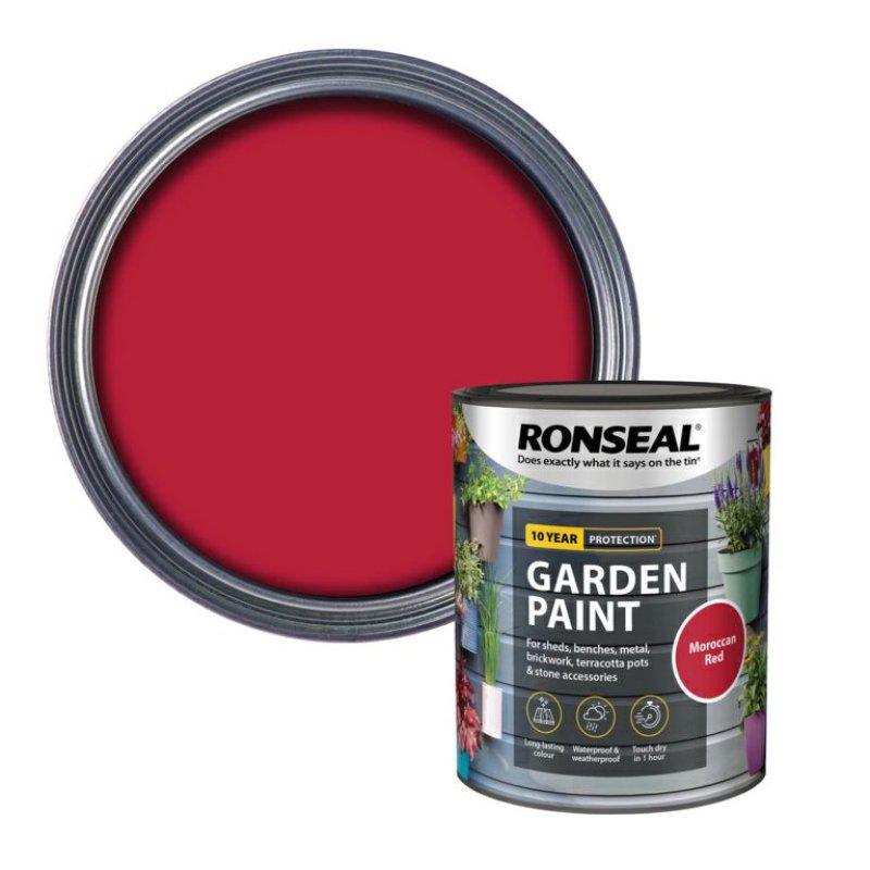 Ronseal 750ml Moroccan Red Garden Paint Pease of Garforth