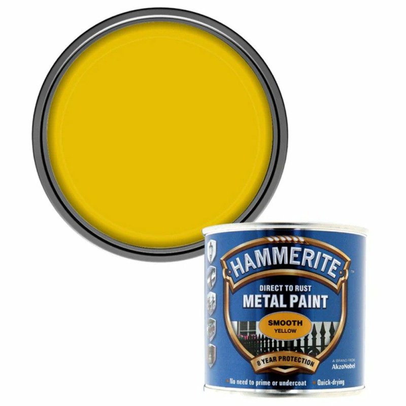 Hammerite 250ml Smooth Yellow Metal Paint Pease of Garforth