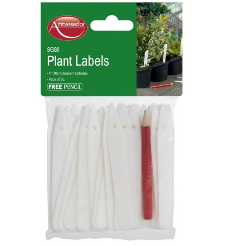 Ambassador 10cm White Plastic Plant Labels Pack of 50 Pease of Garforth