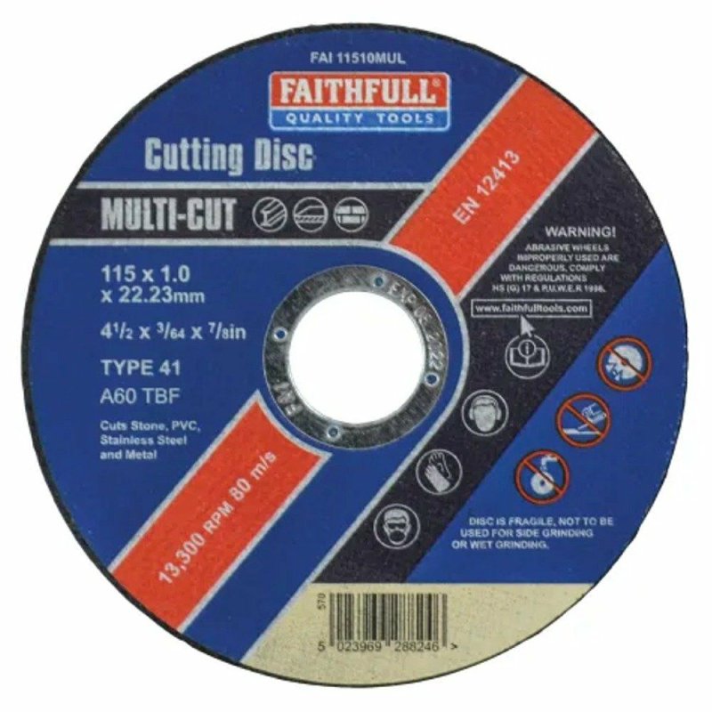 Faithfull 115mm x 1mm Multi Cut Cutting Disc Pease of Garforth