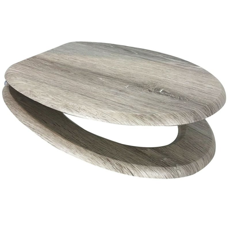 Euroshowers MDF Wooden Toilet Seat in Grey Oak Effect Pease of Garforth