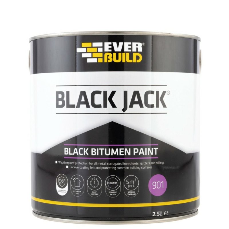 Everbuild 901 2.5L Black Bitumen Roofing Paint Pease of Garforth