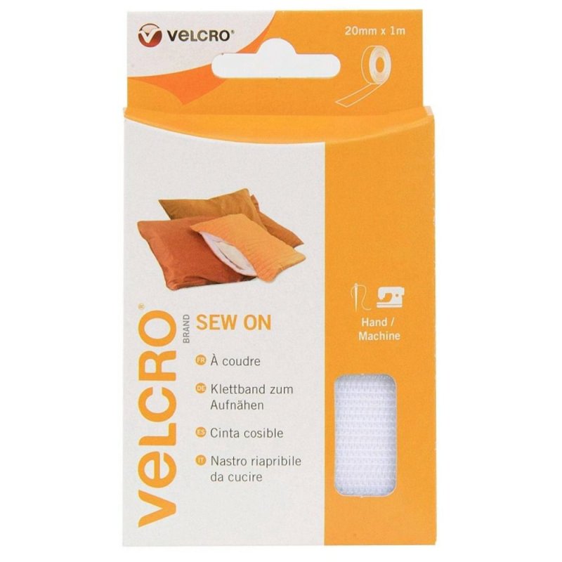 Velcro 20mm x 1m White Sew On Tape Pease of Garforth